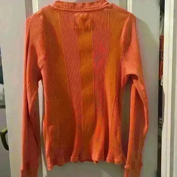 Aerie size XXL Henley Ribbed Long Sleeve Shirt Coral Color like new condition - Picture 4 of 7